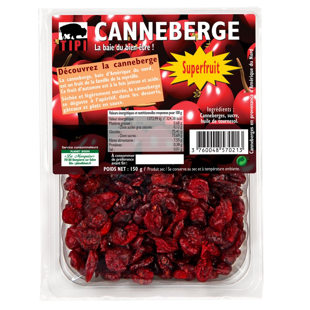 Cranberries séchées bio du Québec - 125 g