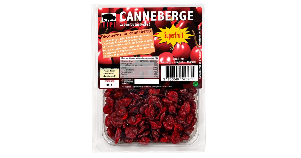 Cranberries séchées bio du Québec - 125 g