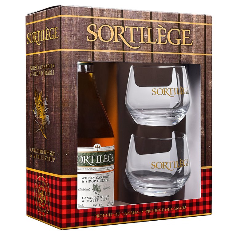 Vente en ligne coffret cadeau whisky Sortilège Original et ses 2 verres  gravés