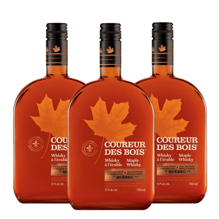 Lot de 3 liqueurs de whisky canadien au sirop d'érable - Coureur des bois