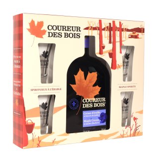 Coffret cadeau Coureur des Bois Crème Bleuet + 4 verres à shooter