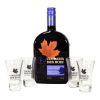 Coffret cadeau Coureur des Bois Original + 4 verres à shooter