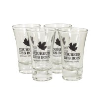 Coffret cadeau Coureur des Bois Crème Fraise + 4 verres à shooter